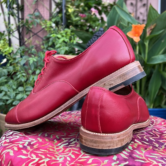 🏴󠁧󠁢󠁥󠁮󠁧󠁿 Jack Wills Made in England Red Leather Oxfords UK 6 - Picture 10 of 17